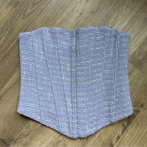 Zara Corset Bustier Top S - Lilac Light Purple - Textured Tweed Boucle Knit